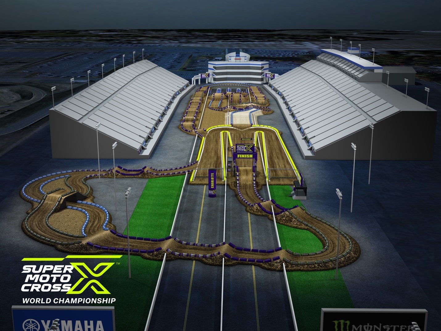 zMAX Dragway Track Map   Custom designed track layout will feature the best of both worlds – Supercross and Pro Motocross.