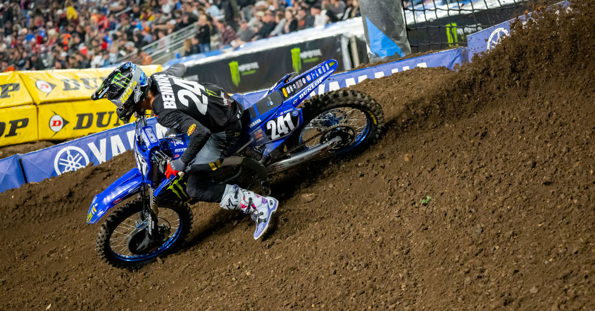 Daxton Bennick (241) had the East Rutherford fans on their feet with a heroic late-race charge. Photo Credit: Feld Motor Sports, Inc.   