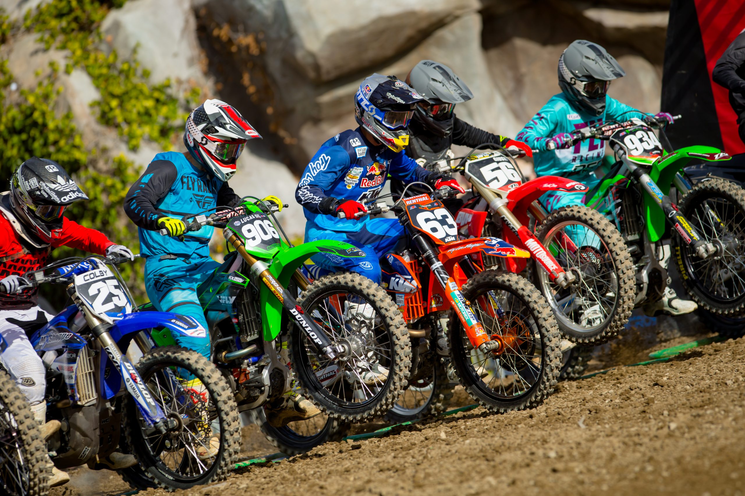 TLD KTM athlete Pierce Brown (63) gets a jump on the competition at the second round of Supercross Futures at Angel Stadium of Anaheim. Photo Credit: Spencer Owens