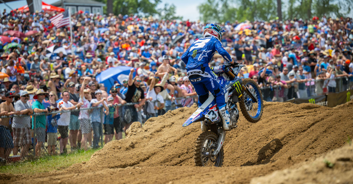 Current Pro Motocross 450 Class point leader and multi-time champion Eli Tomac storms to victory at the annual RedBud National from Michigan’s RedBud MX. Photo Credit: MX Sports Pro Racing / Align Media