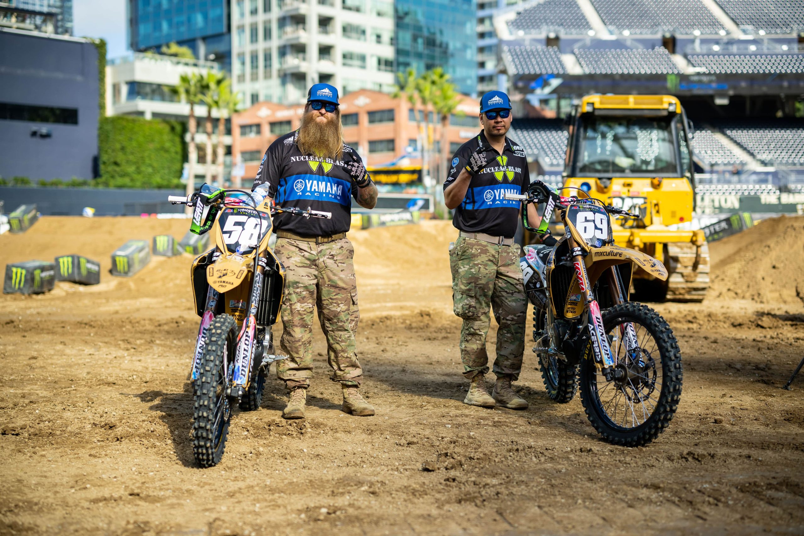   Pictured one the left, Army veteran Colin Burgh, wrenching the number 58 race bike and on the right, Army veteran Eric Angelski, wrenching the number 69 bike.