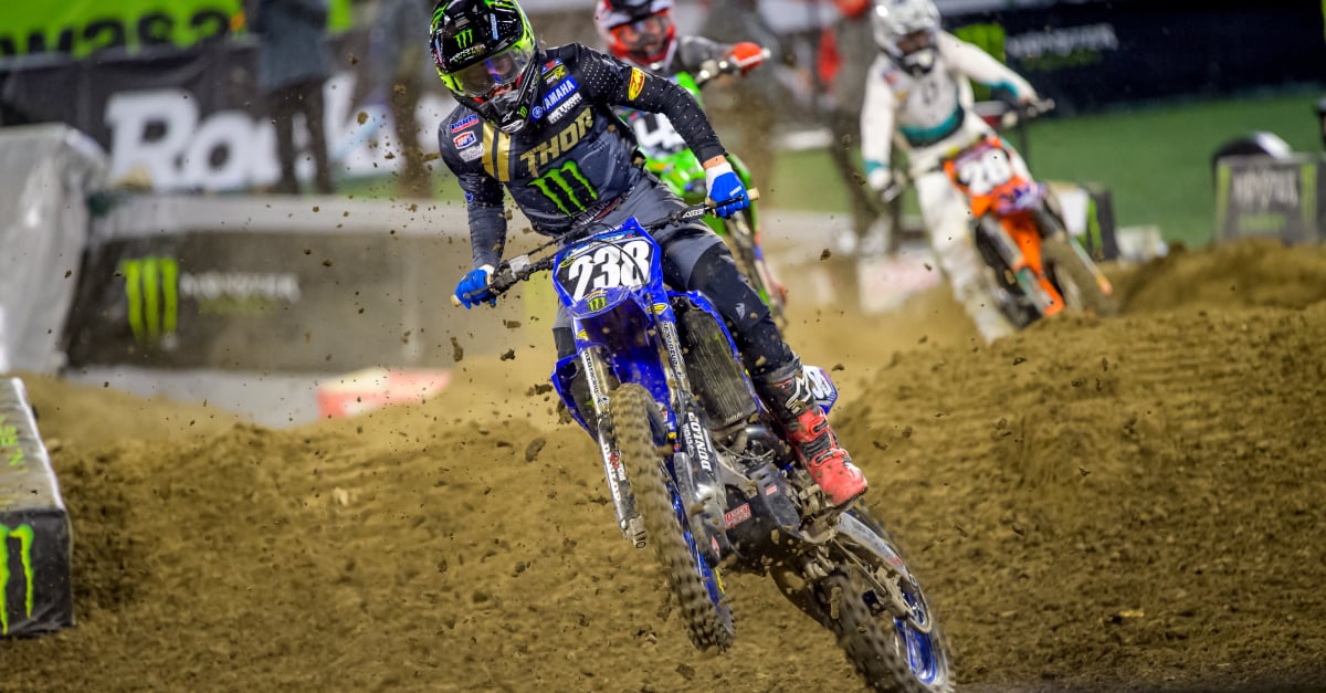 Haiden Deegan in action during the Supercross Futures race at Anaheim 2