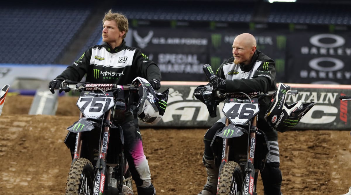 Josh and Justin Hill on their bikes