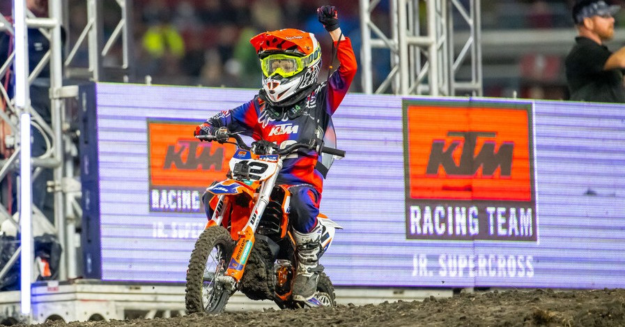 KTM Jr. rider celebrates a victory