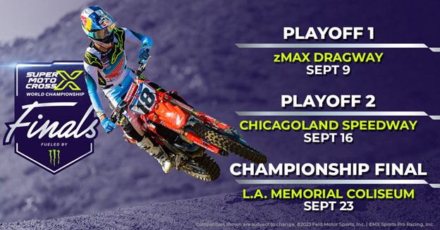 Playoff 1: zMAX Dragway - Sept. 9 Playoff 2: Chicagoland Speedway - Sept. 16 Championship Final: LA Memorial Coliseum - Sept. 23