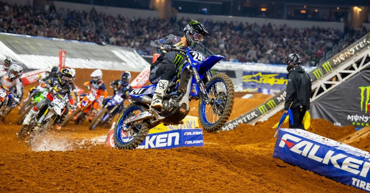 Daxton Bennick (241) rode unchallenged to the win in the Arlington Supercross Futures race