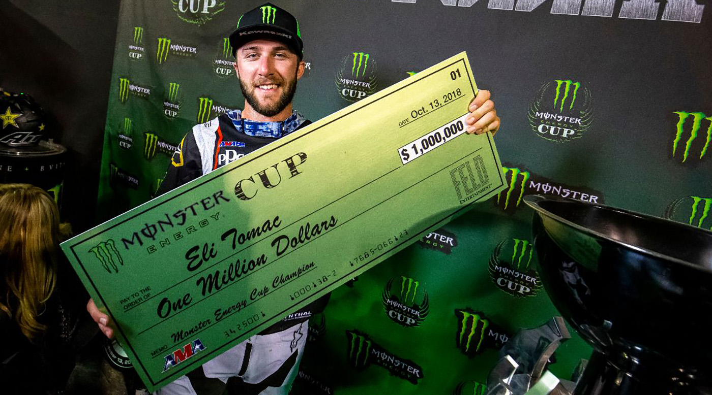Eli Tomac wins the 2018 Monster Energy Cup