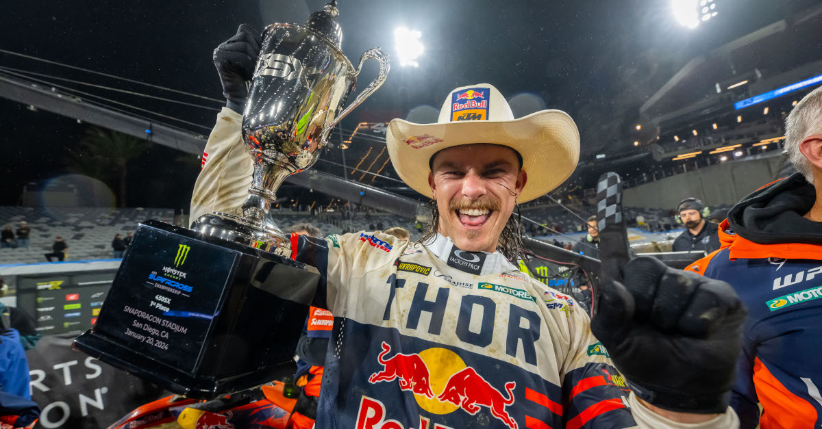 Aaron Plessinger celebrates his win