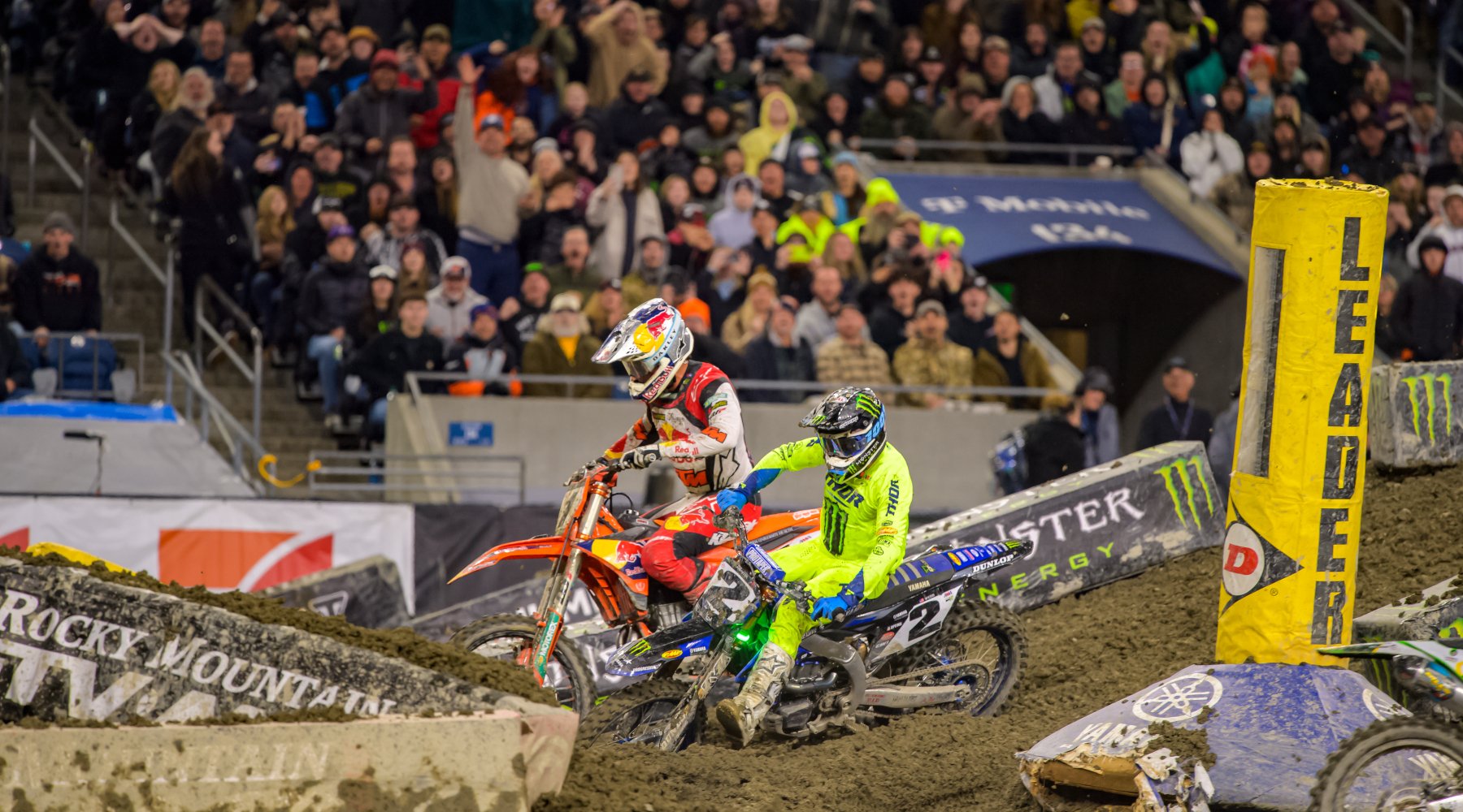 Chase Sexton and Cooper Webb battle for the win