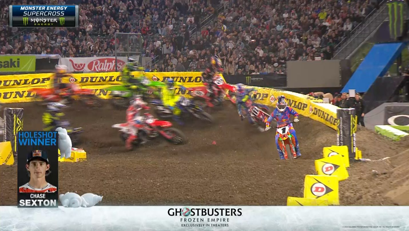 The Ghostbusters Holeshot featured on the Peacock broadcast of Round 4 from Angel Stadium in Anaheim, CA. Credit: Feld Motor Sports, Inc.