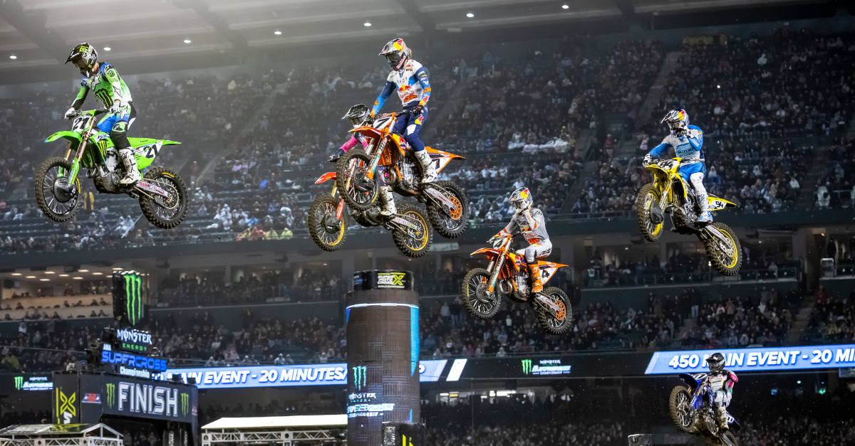 450 riders mid-jump