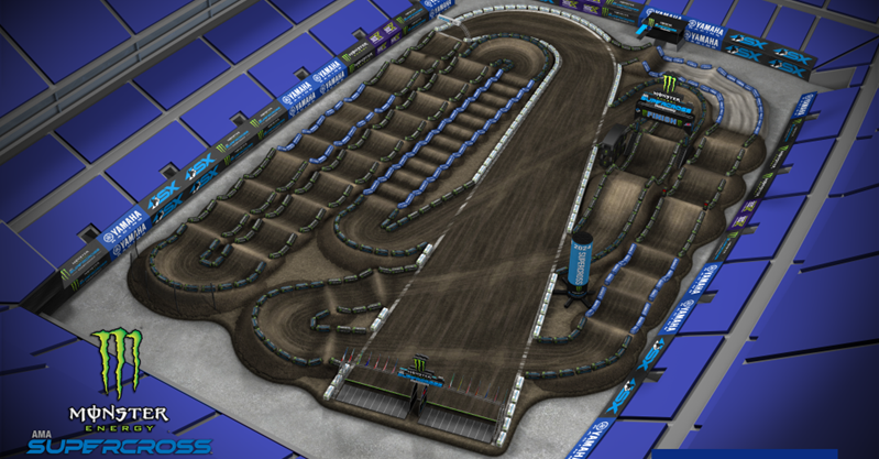 Screengrab from the Yamaha animated track map of the Seattle Supercross track