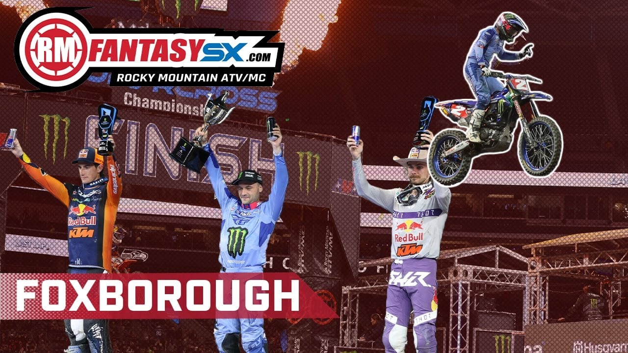 Graphic with Seattle podium finishers and caption: RMFantasySX.com - Foxborough