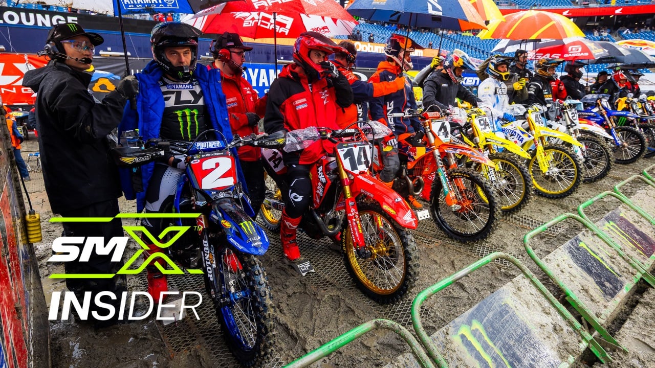 Supercross riders at the gate with SMX Insider logo