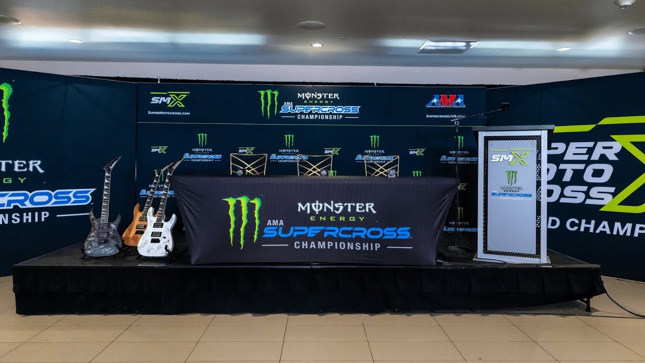 Photo of the Monster Energy Supercross press conference stage