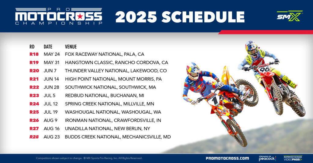 Graphic with Pro Motocross schedule