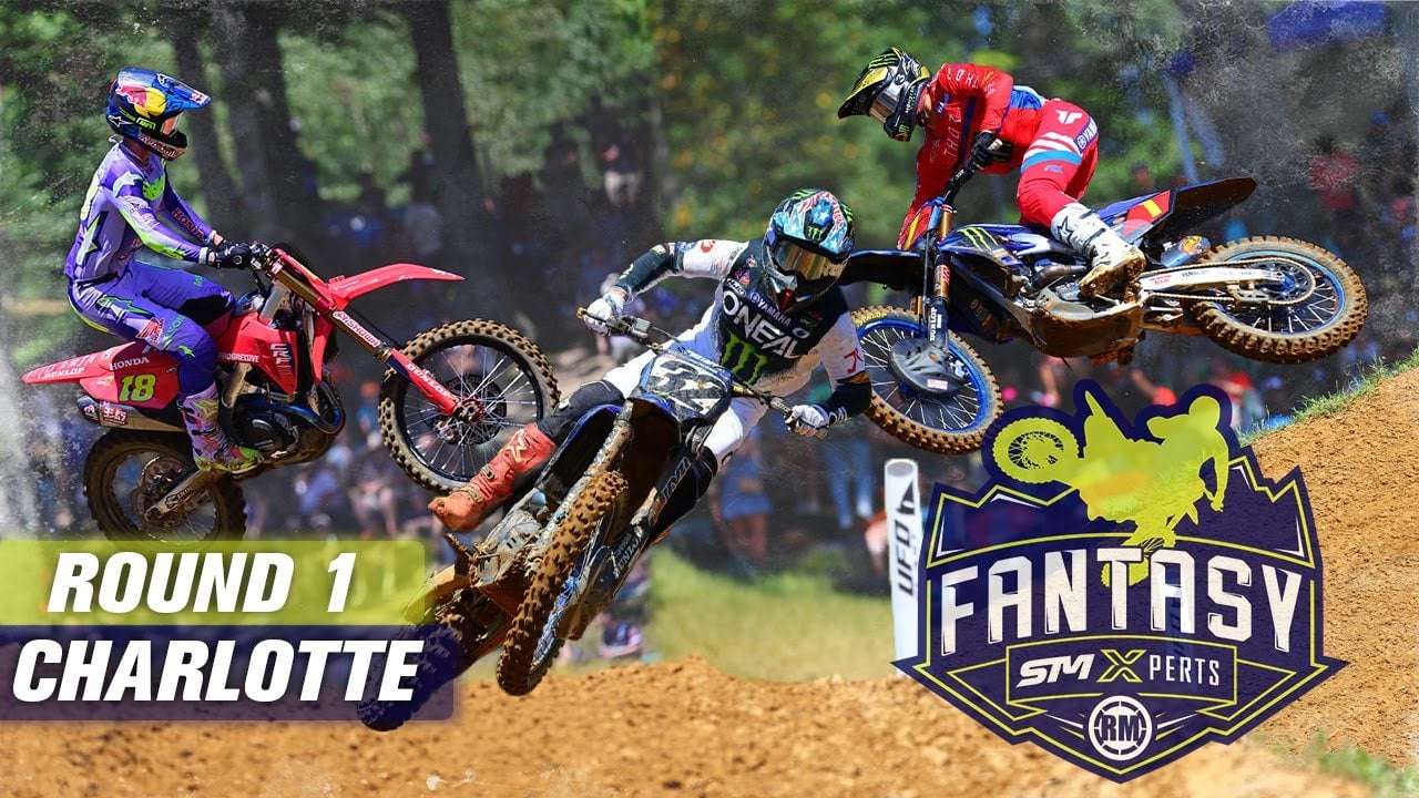 Graphic with various SMX riders jumping and the caption: Round 1 - Charlotte - RM Fantasy SMX logo
