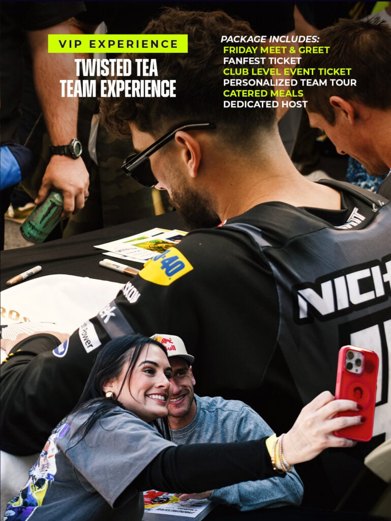VIP Experience: Twisted Tea Team Experience - package includes: Friday Meet & Greet, FanFest ticket, Club Level Event ticket, Personalized Team Tour, Catered Meals, Dedicated Host