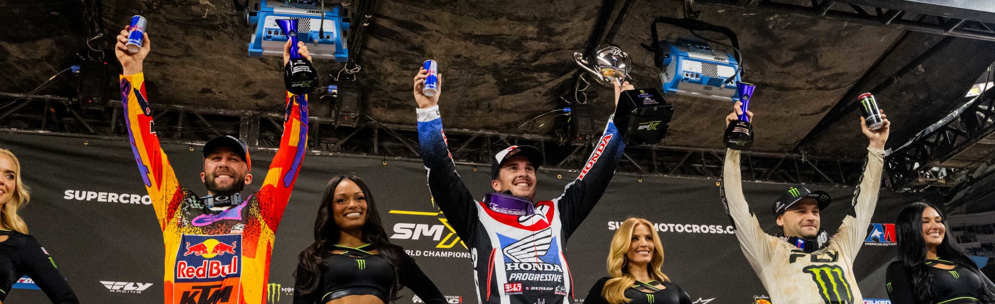 SMX riders on the podium