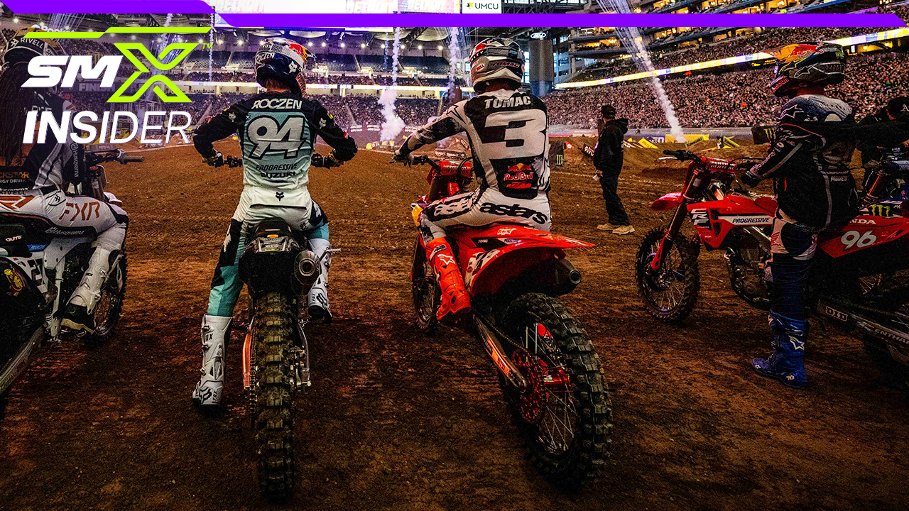 Photo of Ken Roczen, Eli Tomac and Hunter Lawrence with SMX Insider logo