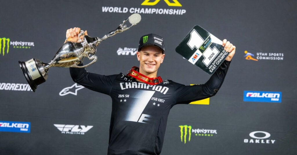 Cole Davies celebrates his championship
