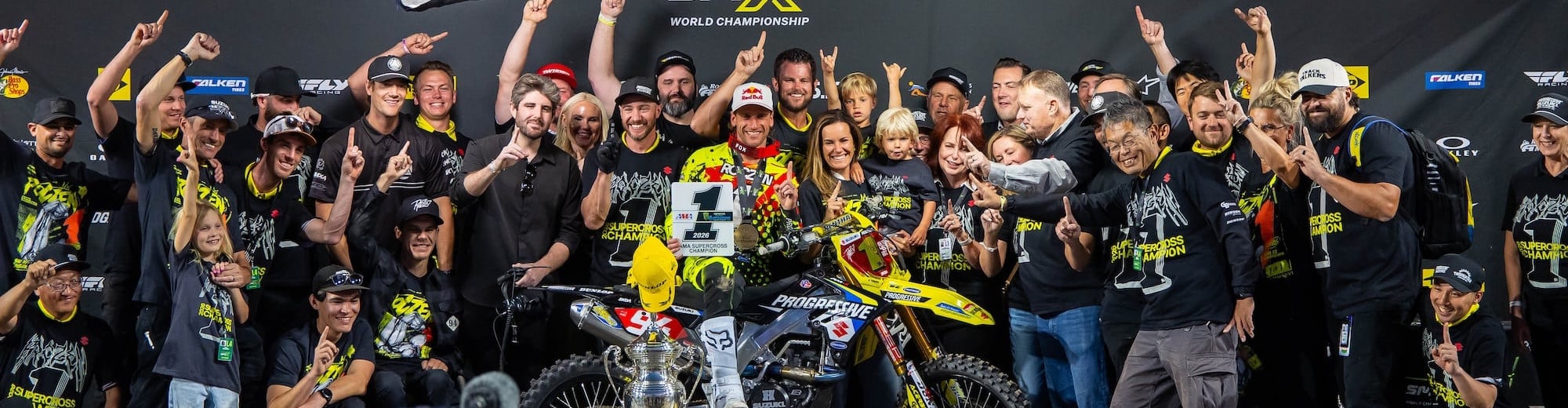 Ken Roczen and his team celebrate their championship