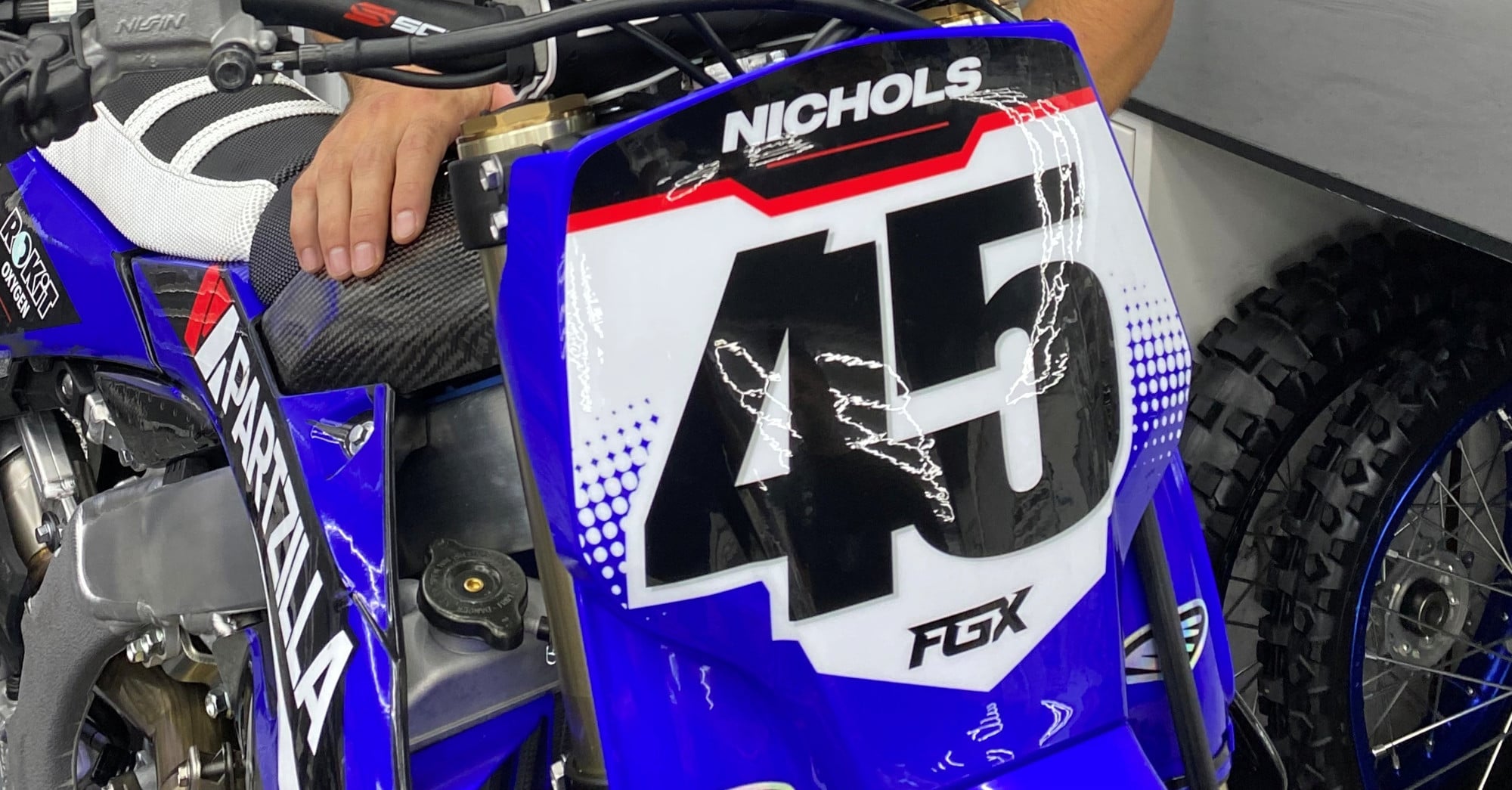 Number plate of Colt Nichols' #45 Yamaha